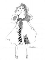 Girl in a Zentangled Dress